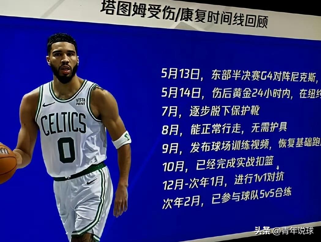 惊为天人！塔图姆受伤/康复时间线一览！

今天主场对阵独行侠队的比赛，凯尔特人队