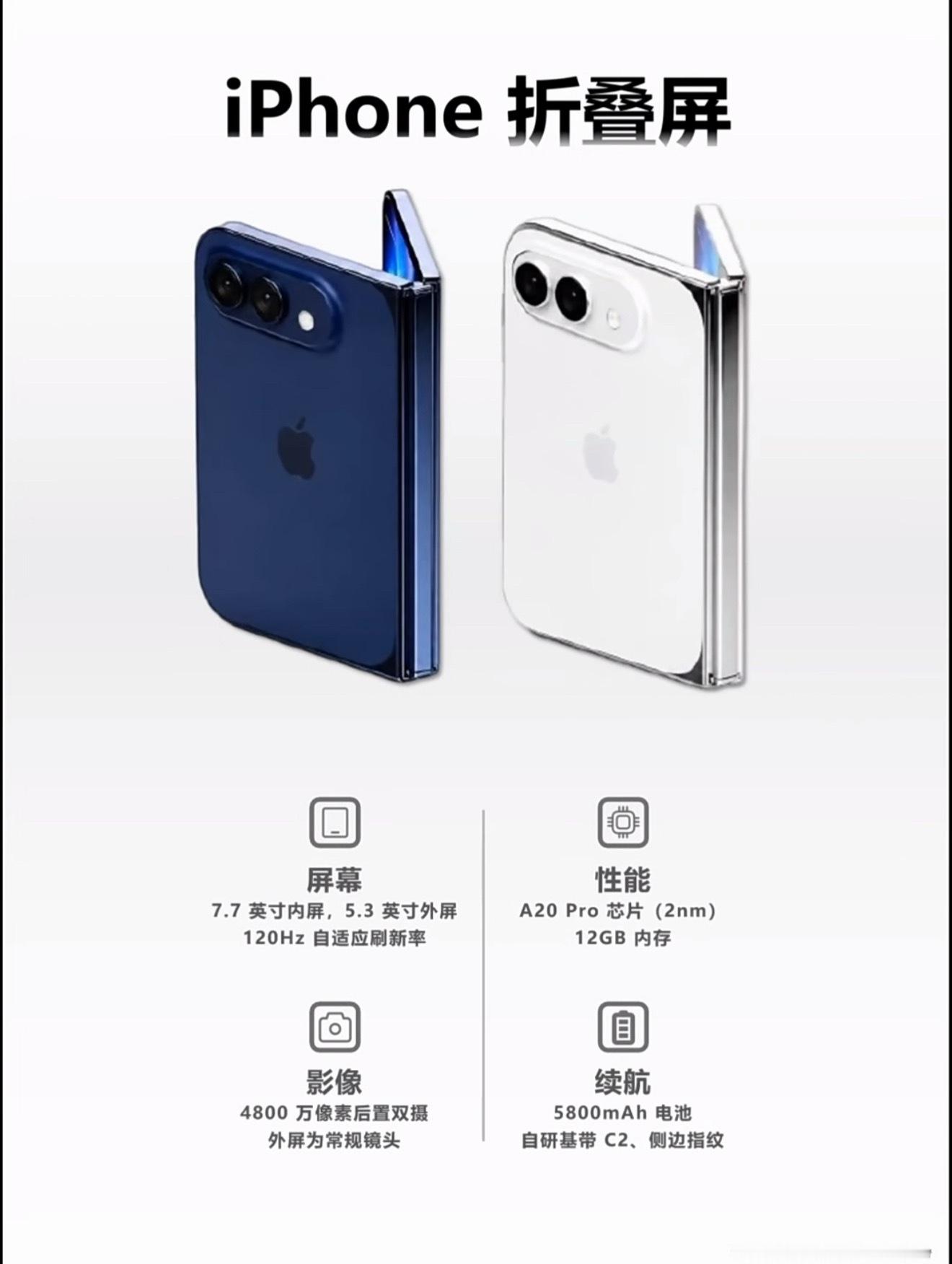 折叠屏iPhone配色不知道会不会有黑色，我个人比较喜欢白色，你选哪个？ 