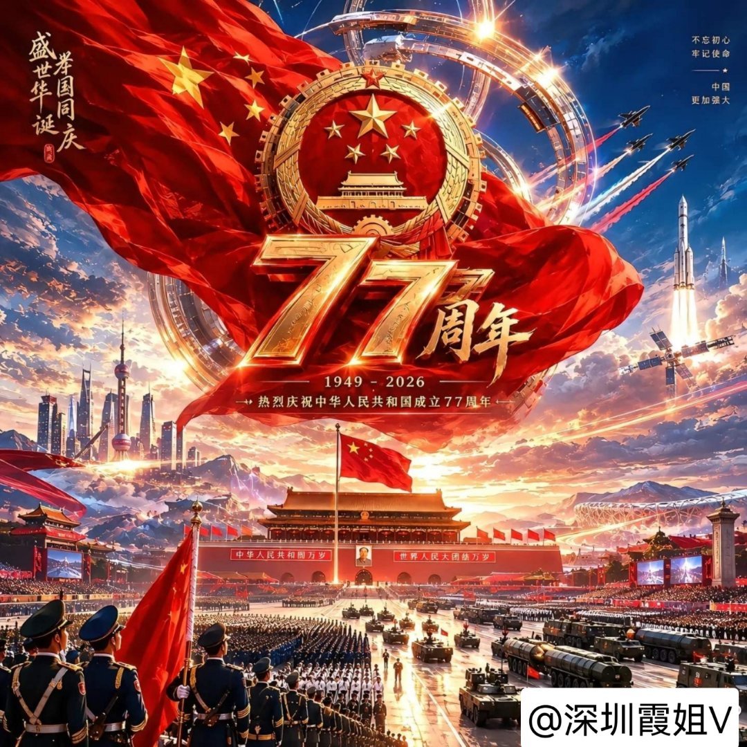 七十七载风雨兼程，七十七载砥砺前行，山河无恙，盛世如愿，在祖国迎来77周年华诞之