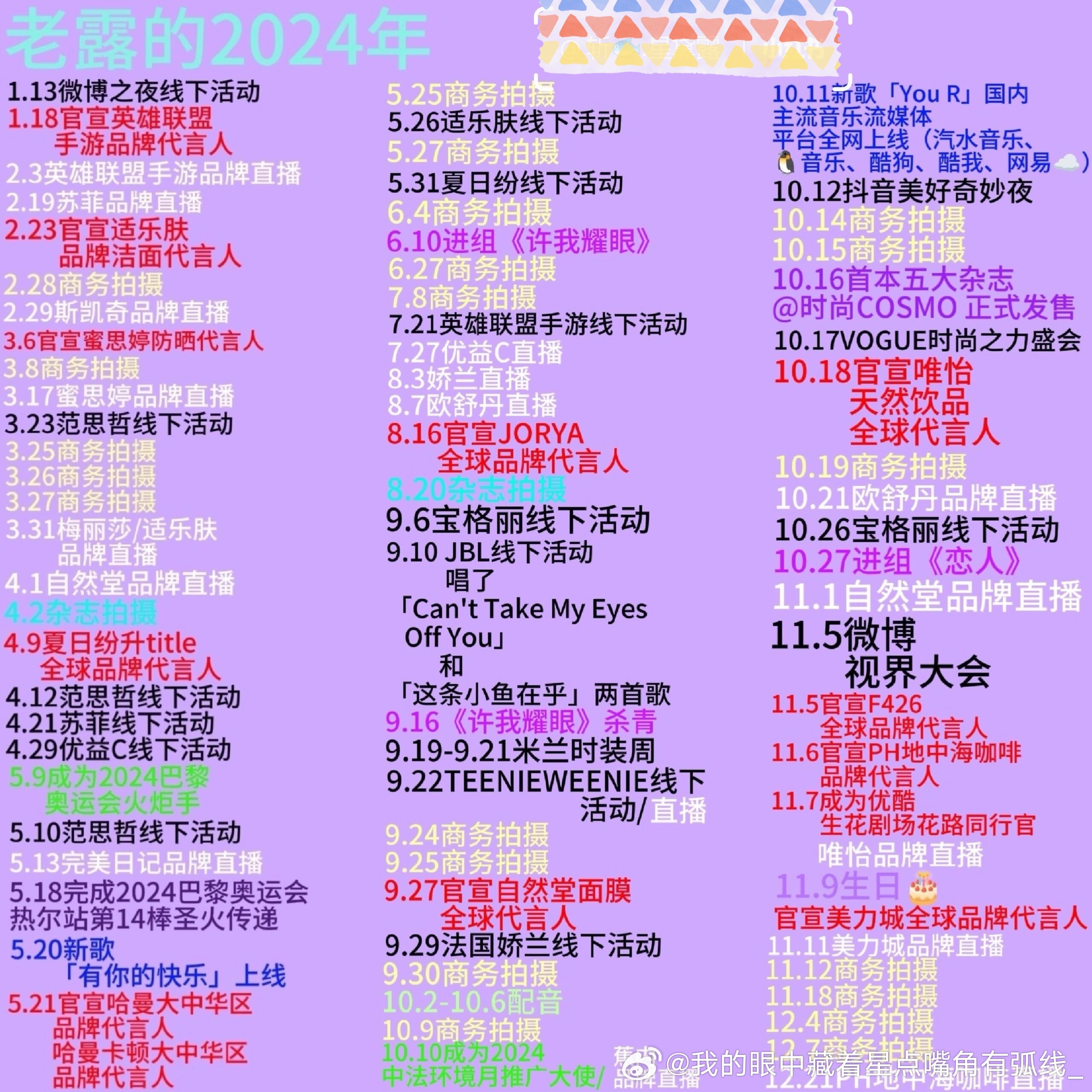 赵露思全年无休 露思的2024年真的好忙，完全没有休息时间，这样的工作强度谁能受
