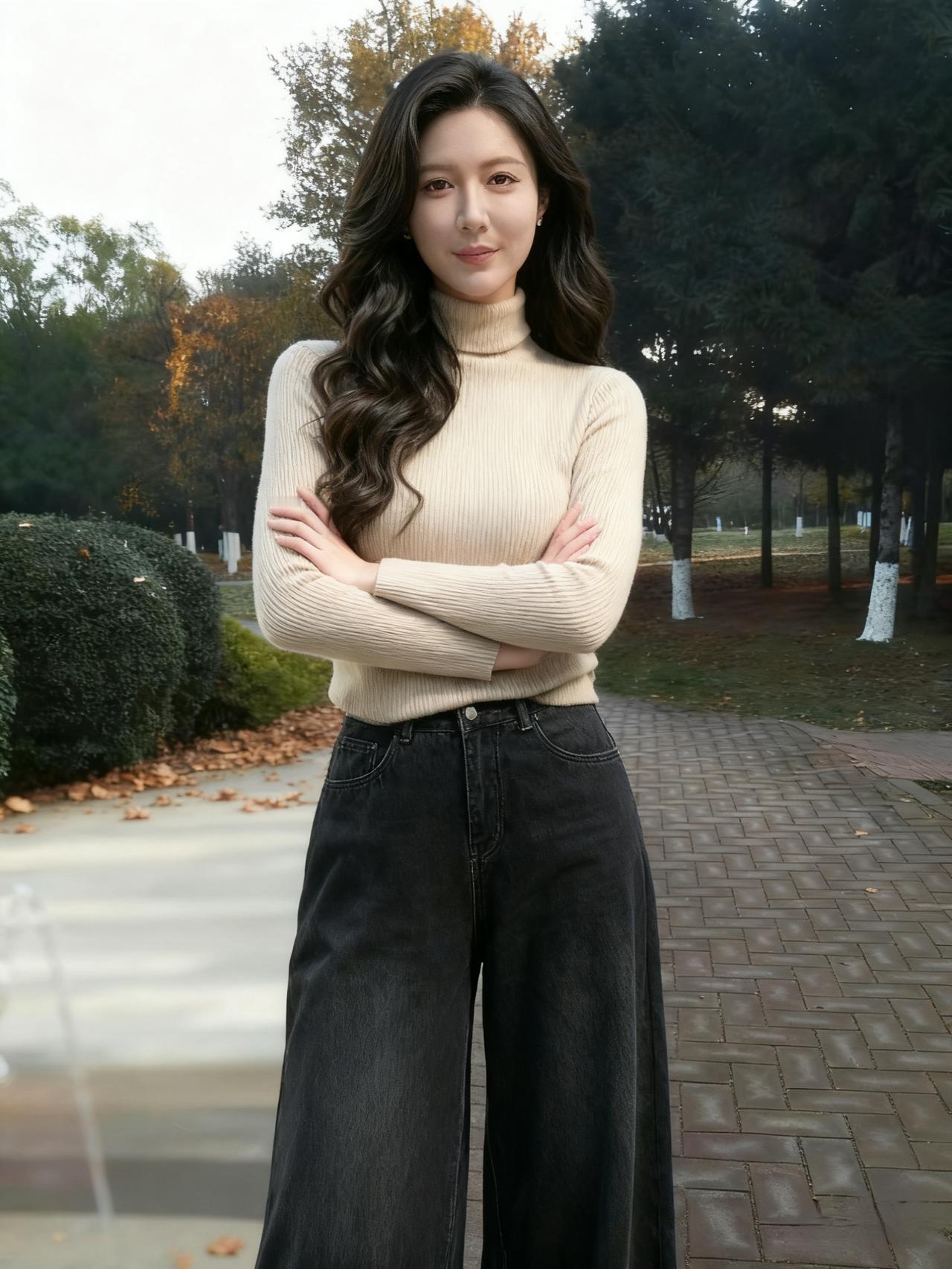 秋林斜日映衣轻，独立苔阶意未平。
风动鬟丝疑是梦，恍随雁影过云程。