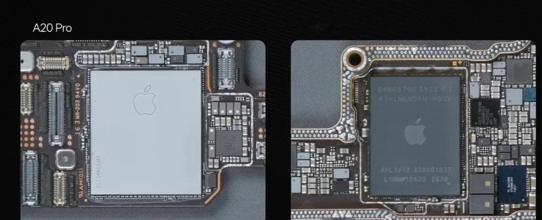 苹果 A20 Pro 与 A19 Pro 芯片对比，A20 Pro 看起来大得多