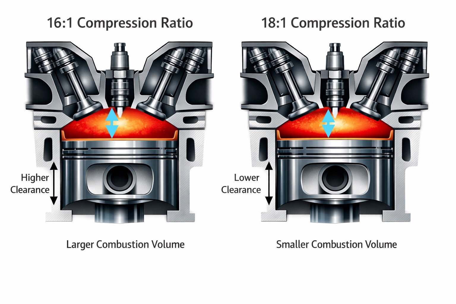 1.6升V6涡轮增压引擎压缩比从16:1到18:1，活塞大约需要多膨胀0.5毫米