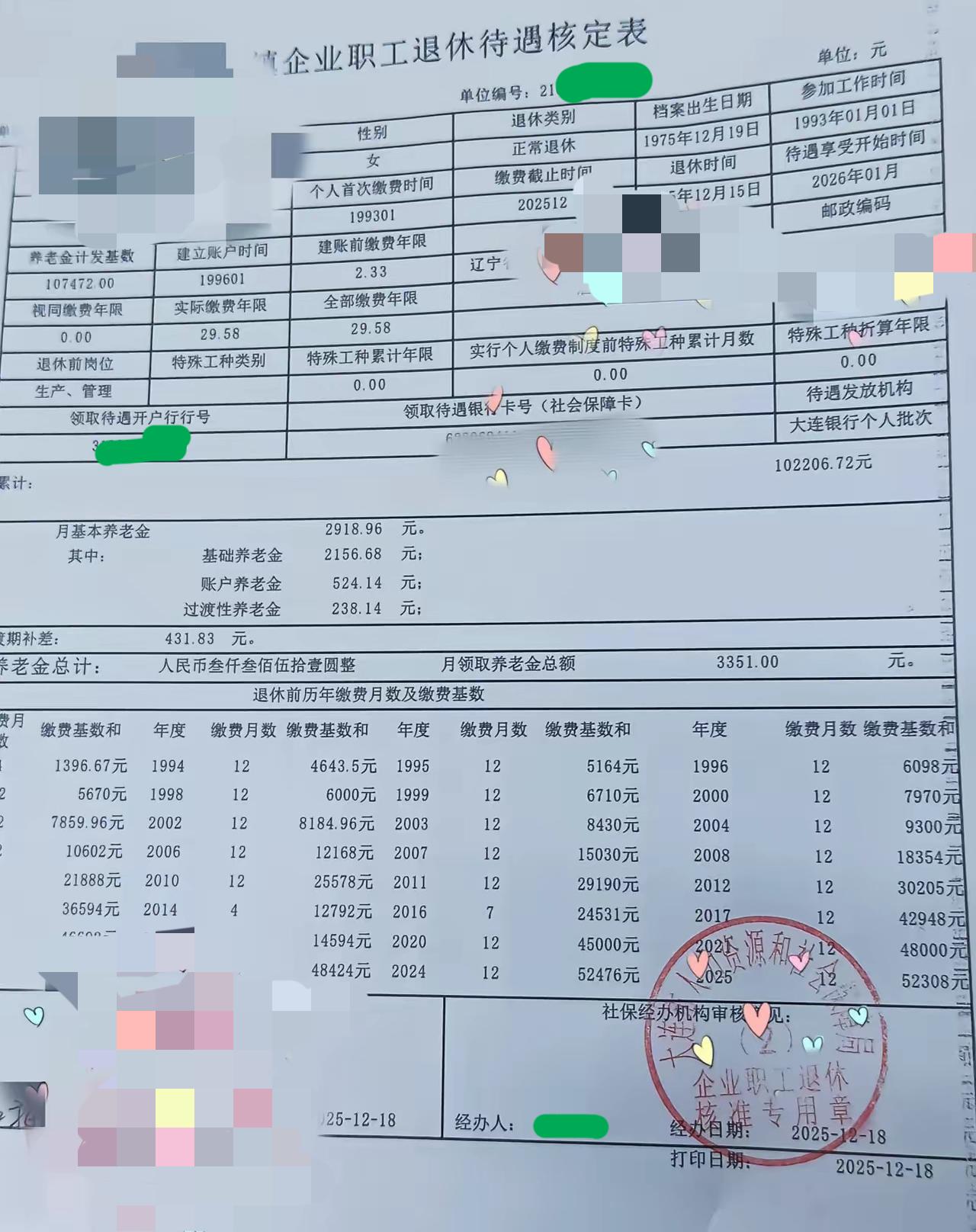 2026年1月就可以享受退休养老金待遇了！

大连市一份2025年12月退休、2