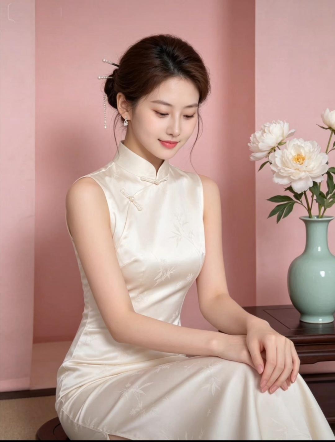 优雅旗袍，温婉如玉，尽显东方韵味。