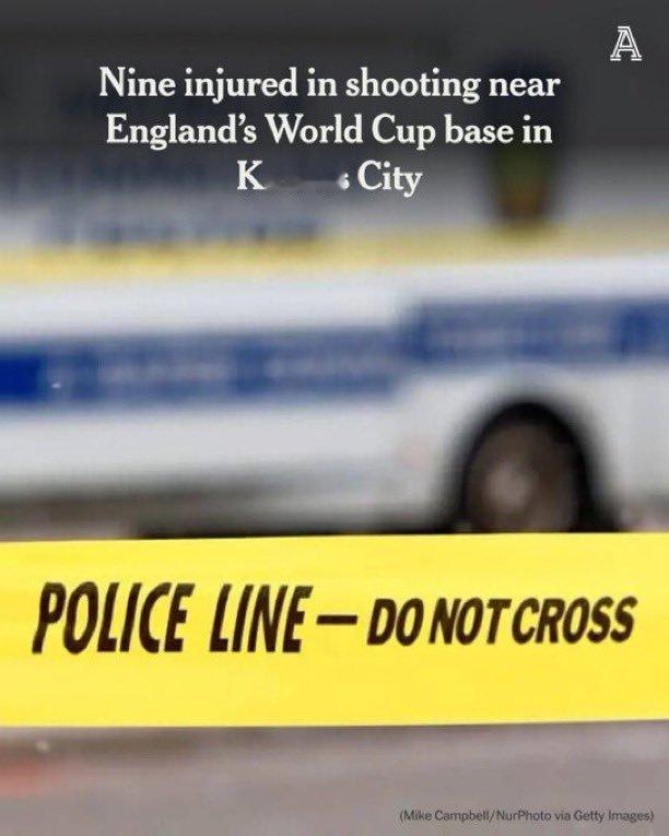 🚨😰😰😰😰美国密苏里州堪萨斯城枪击案致 9 人受伤，事发地临近英格兰队