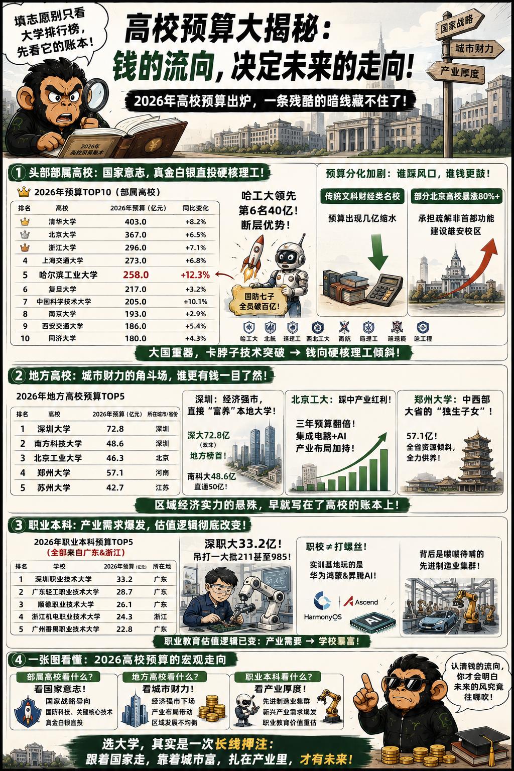 最近各省都出分了，在给孩子填志愿时，别只盯着大学排行榜，咱们可以去翻翻它们的预算
