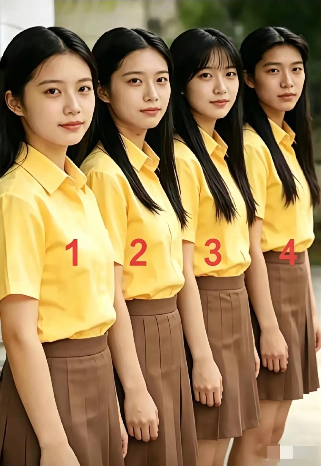 四个女孩当中有一位男扮女装，你能看一眼分辨出是哪一位吗？