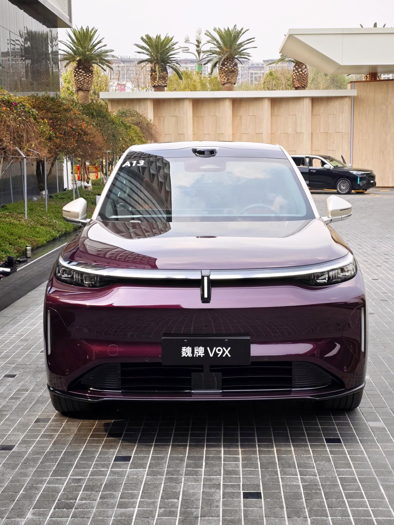 到腾冲啦，入住的温德姆酒店，放下行李就来酒店门口看魏牌V9X这款车啦，体格很大。