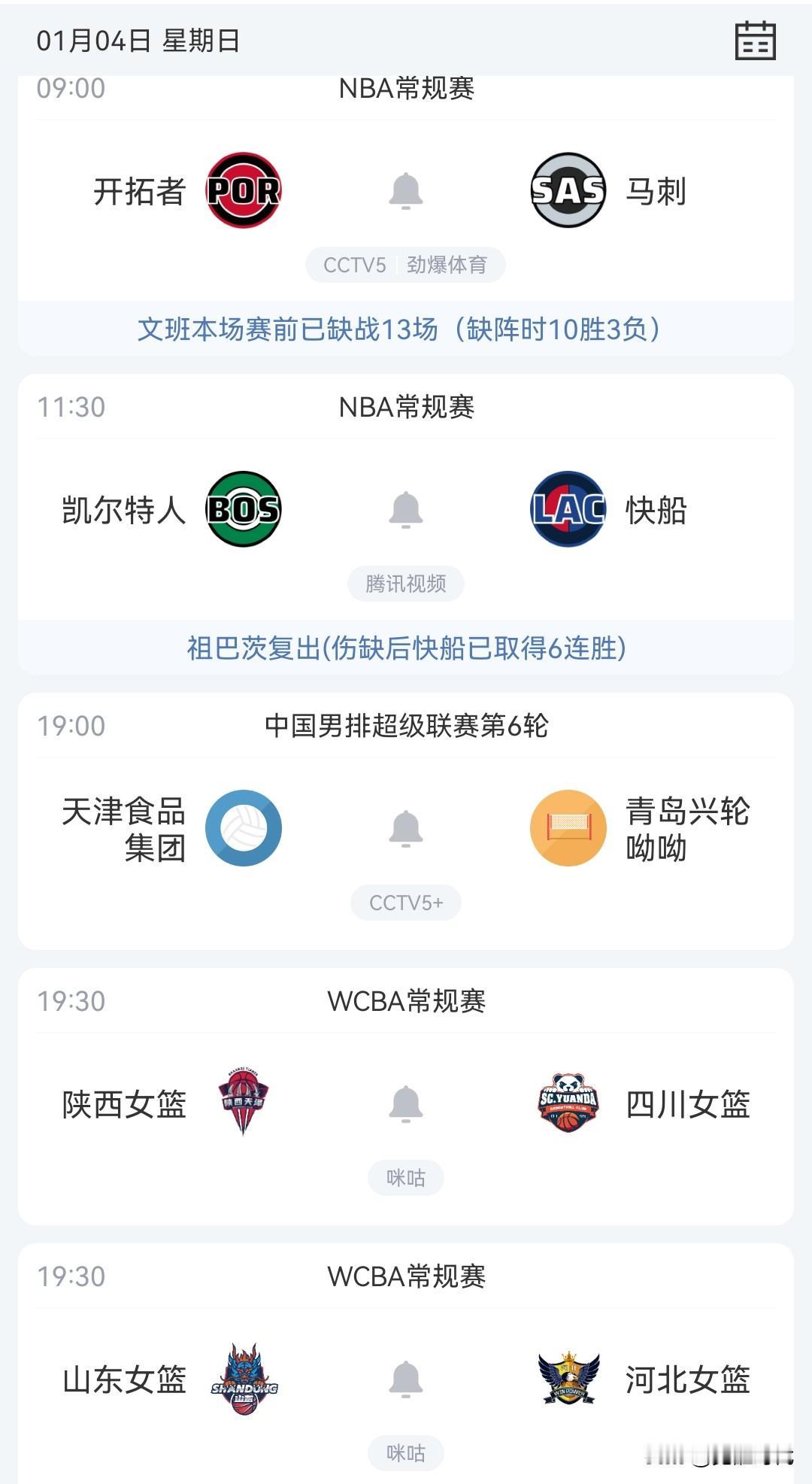 明日山东女篮胜河北女篮 四川女篮战陕西女篮 开拓者战马刺央视直播等焦点赛事关注