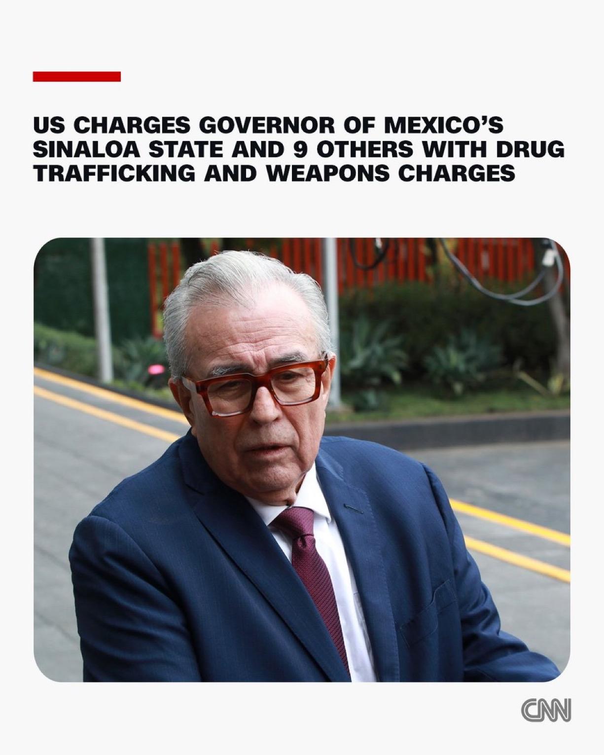 美国联邦大陪审团以贩毒和武器指控起诉了墨西哥锡那罗亚州州长和其他墨西哥州官员，指