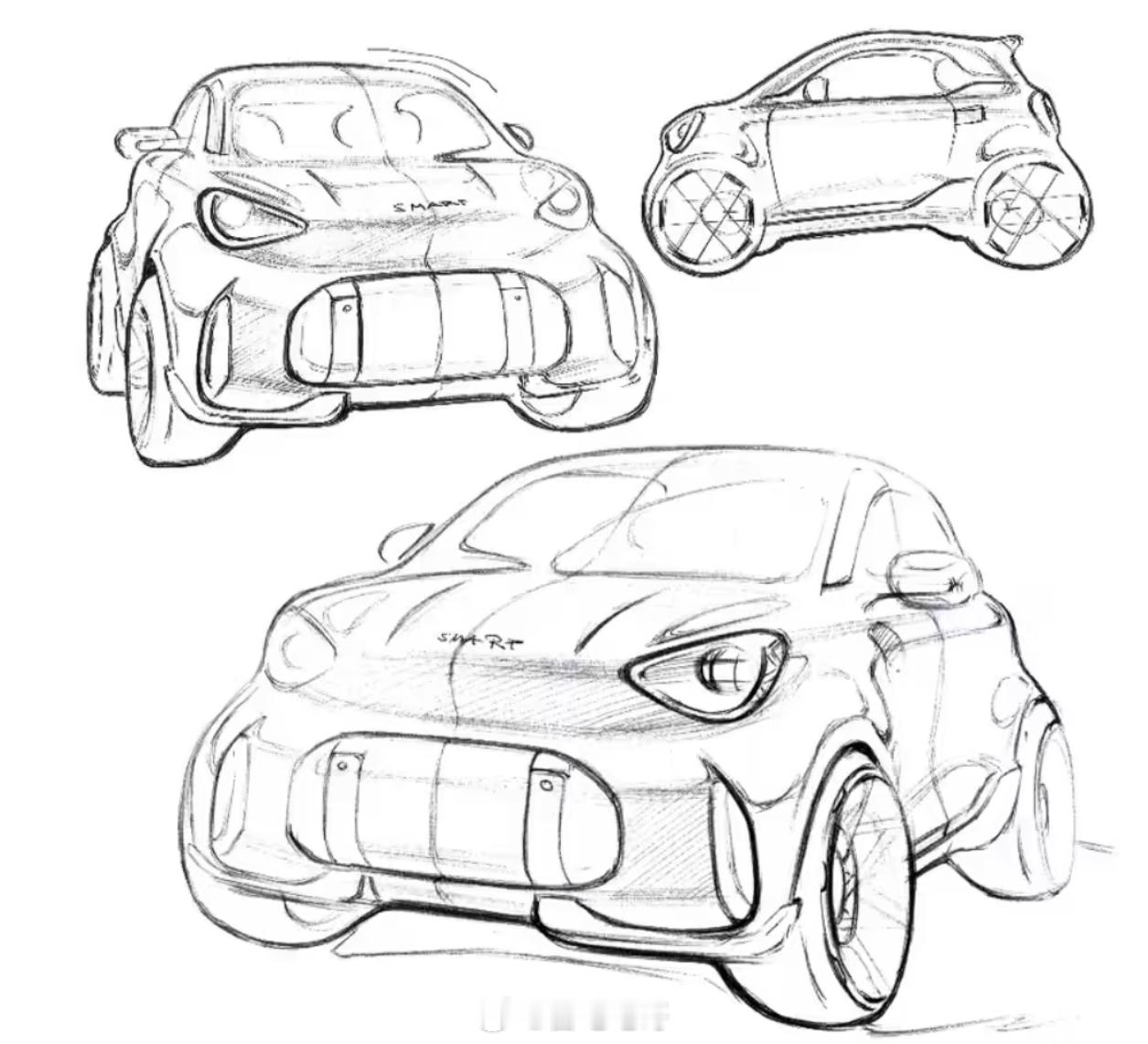 smart 精灵2 概念车设计草图公布终于回归小车了，而且新车整体相对于当年的 