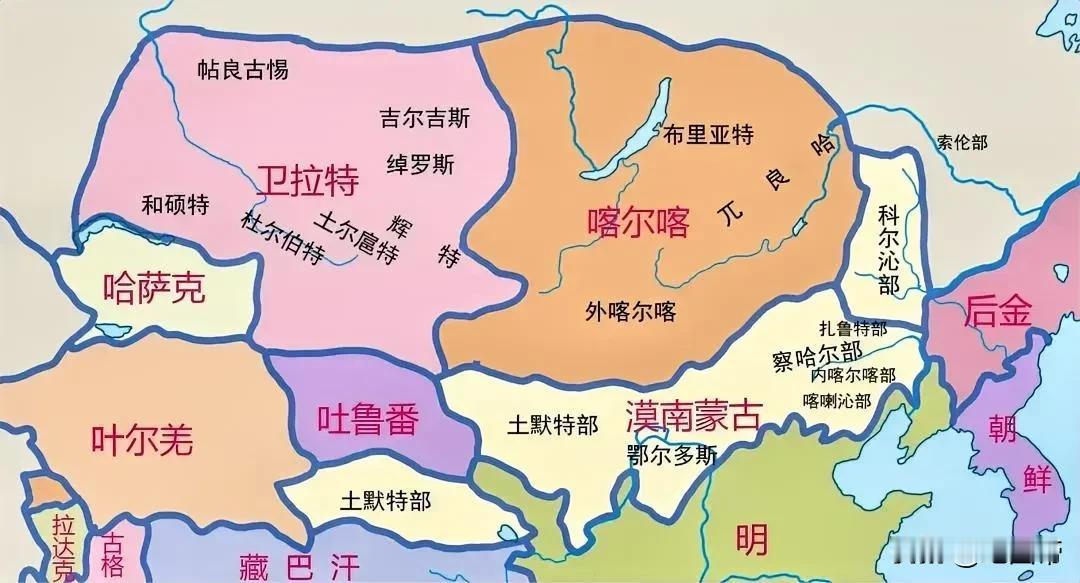 大明、后金、蒙古形势，作为后起之秀，后金看起来远不如蒙古诸部强劲，蒙古一分为三，