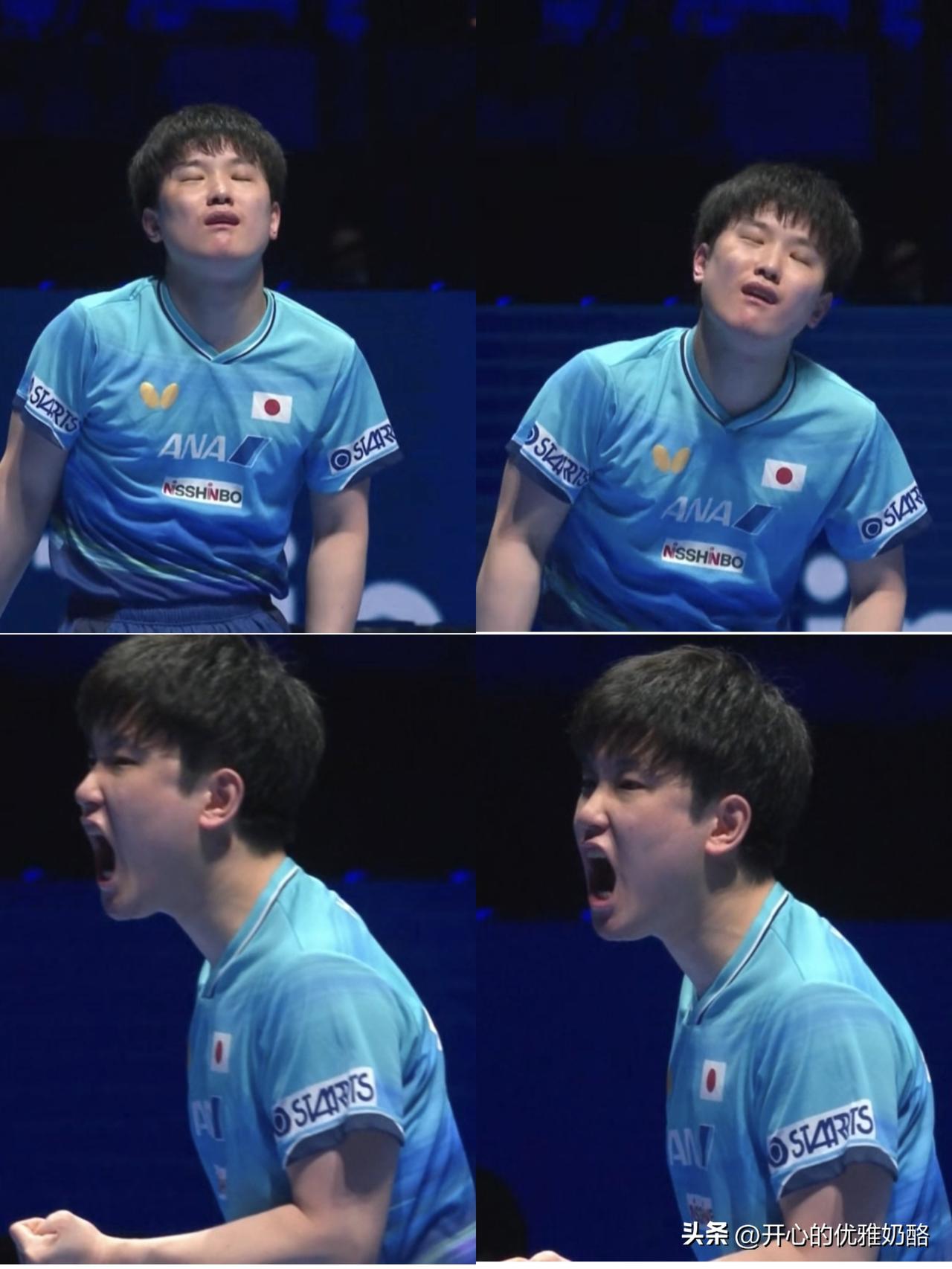张本智和先输两局生无可恋，
连赢两局又活回来了。
邱党就是情绪很稳定，输赢都一样