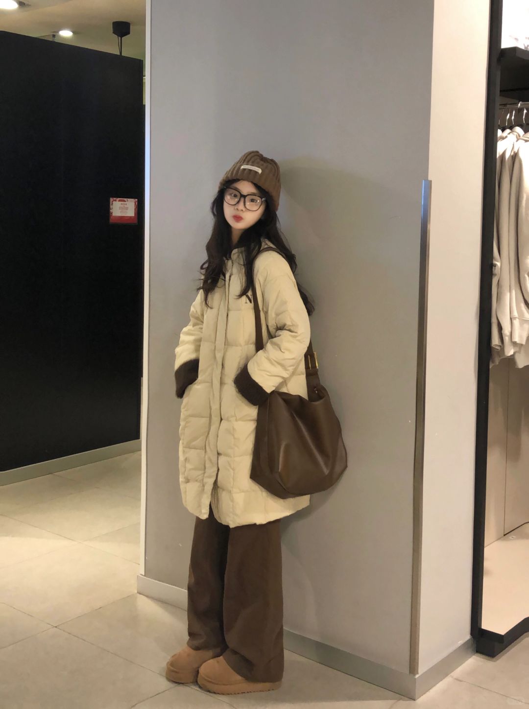 ☃️冬天的第一件棕色羽绒服大衣好好看！！！