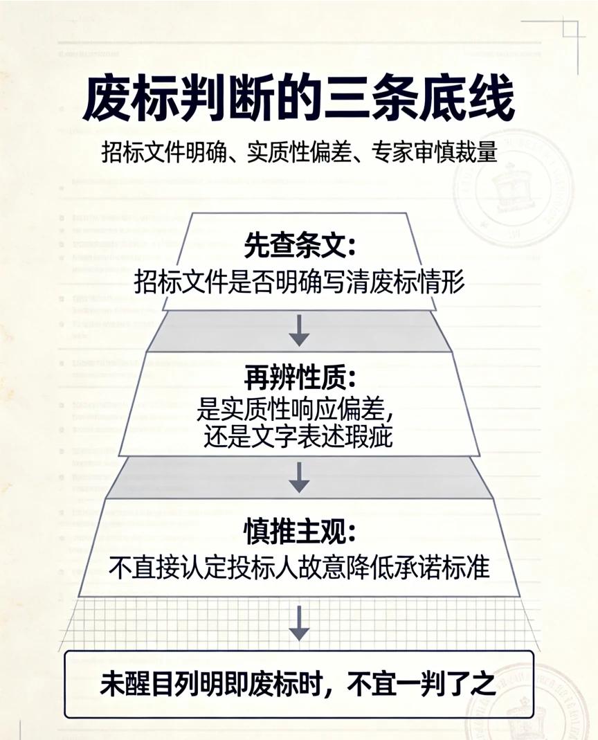 这个案例很有探讨价值。我的观点：废标不能只看字面文字差异，应当严格锚定招标文件明