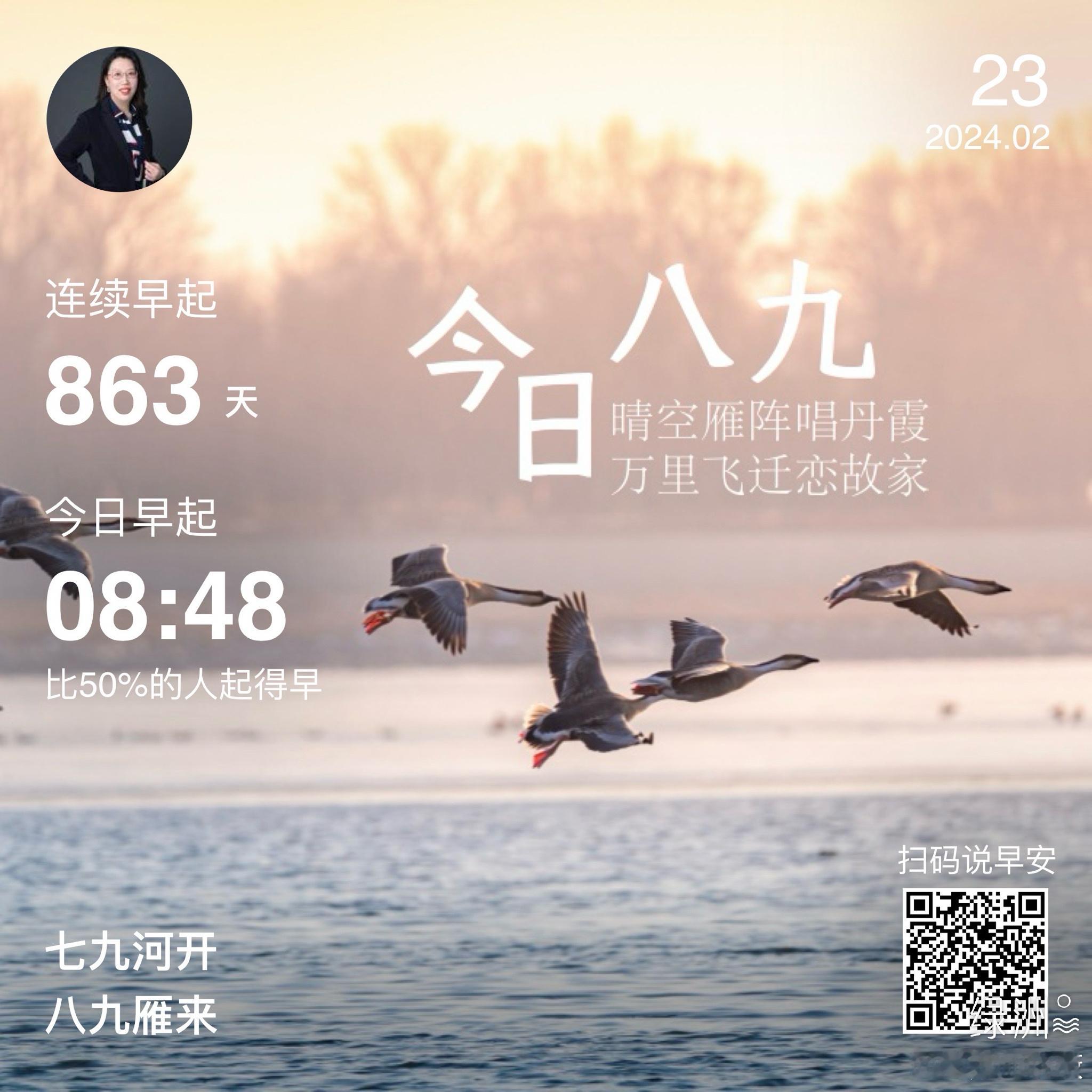 #早安#七九河开八九雁来 