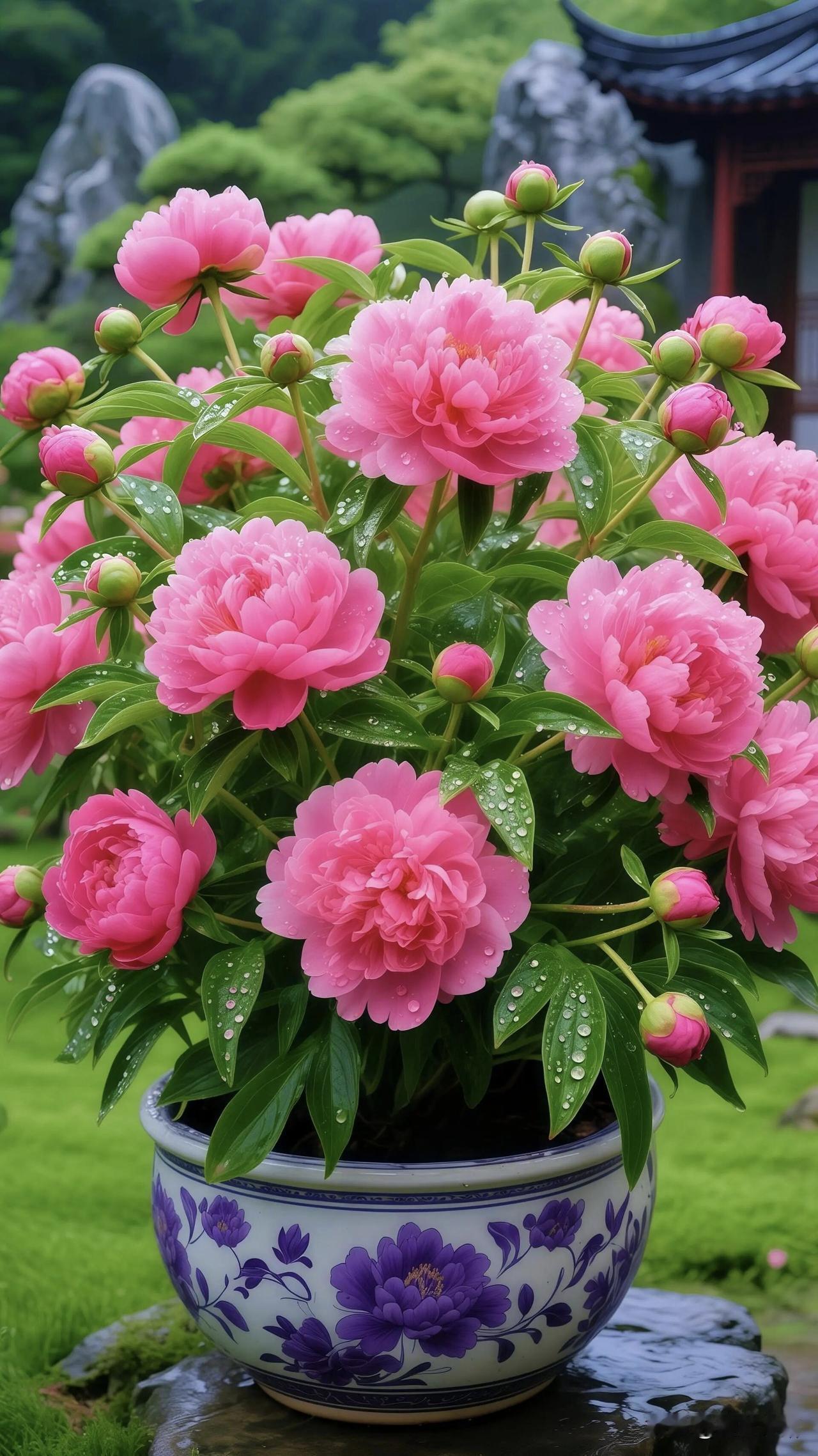 芍药花开，美丽鲜艳，
姹紫嫣红，缤纷多彩。
婀娜多姿，风姿曼曼，
馨香怡人，色彩