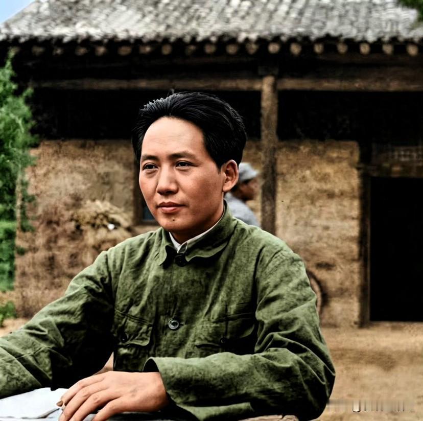 据说这是1935年教员在四川会理一农户家的照片（修复上色），是教员在长征路上留下