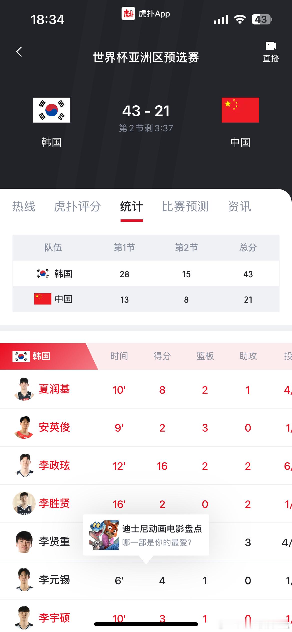 20分算个p啊？！中国男篮vs韩国男篮