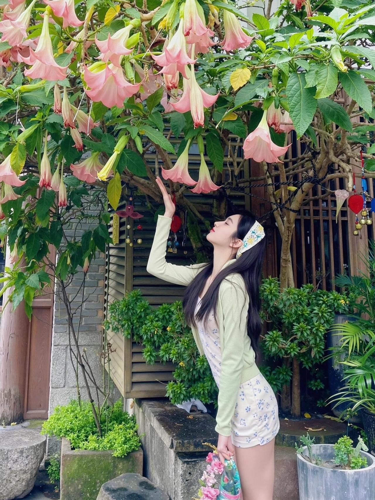 少女与花海，浪漫邂逅的瞬间