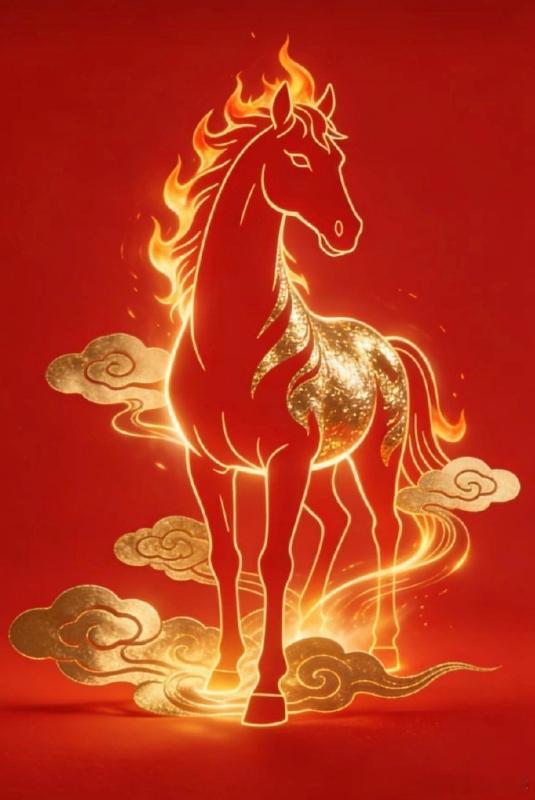 万般命理自有前路，人皆当奔赴新程、向阳前行。愿这匹烈焰红马载你踏遍山海，奔赴心中