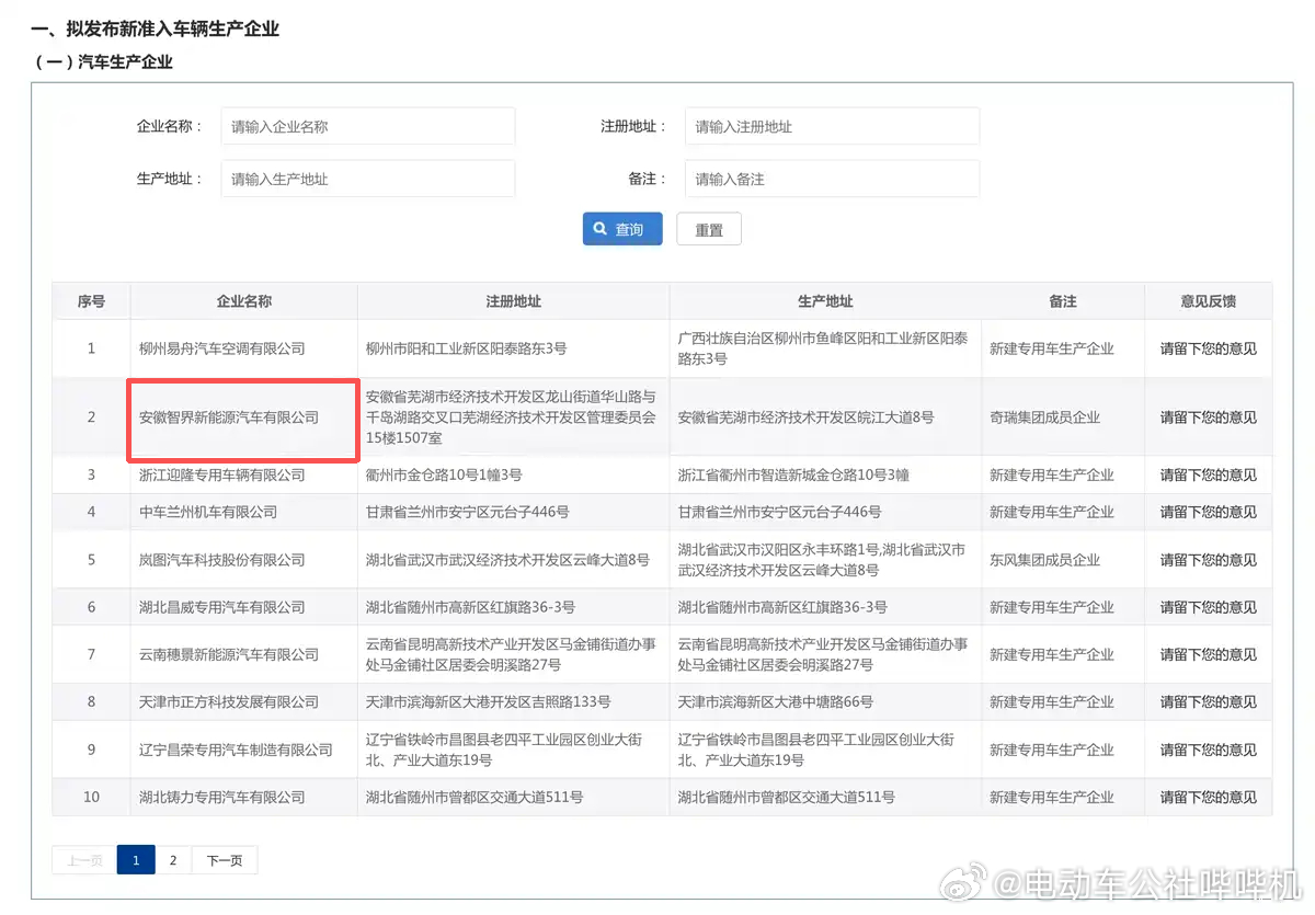 工信部公示信息上，出现了“安徽智界新能源汽车有限公司”，意味着智界将拥有造车资质