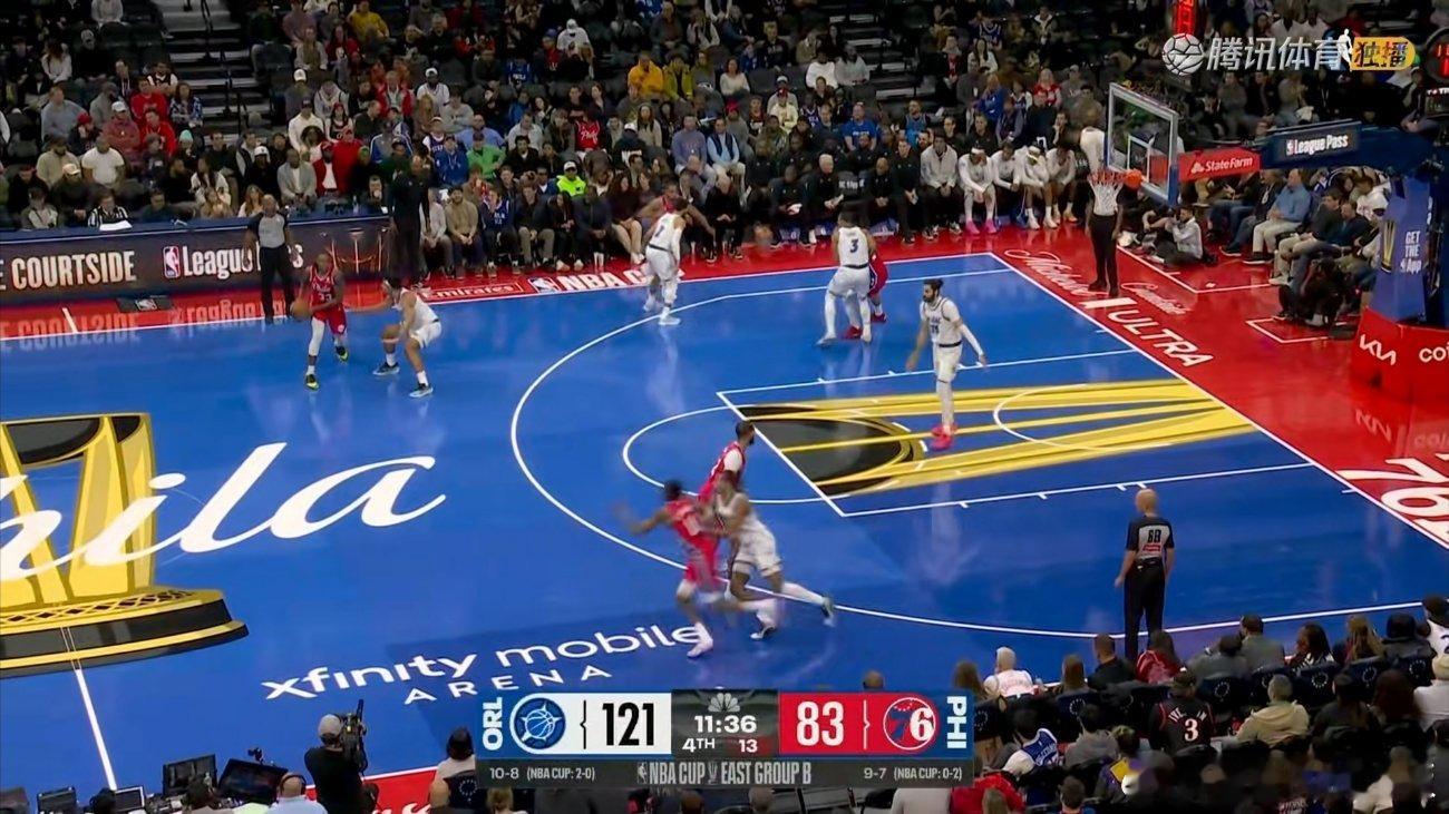 这进攻火力……魔术三节已轰下121分，全队命中率接近60％😳魔术vs76人