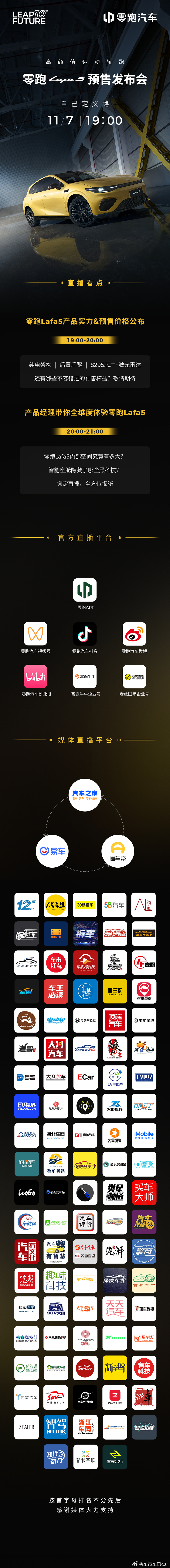 零跑Lafa5  预售发布会11月7日19:00开启自己定义路，共鉴年轻人的Dr