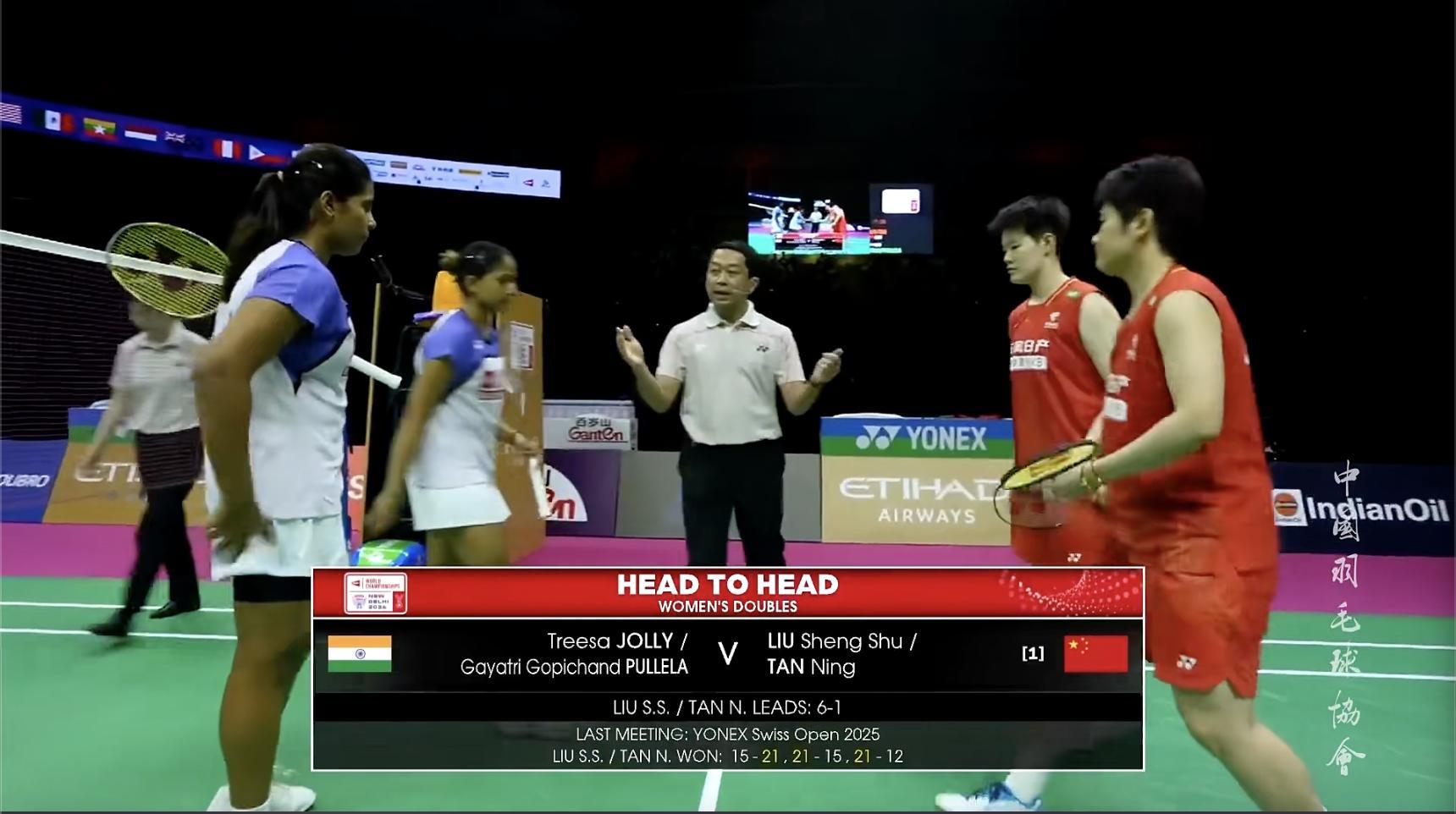 刘圣书/谭宁🇨🇳 vs 🇮🇳乔莉/普莱拉，女双半决赛即将开始！2026年
