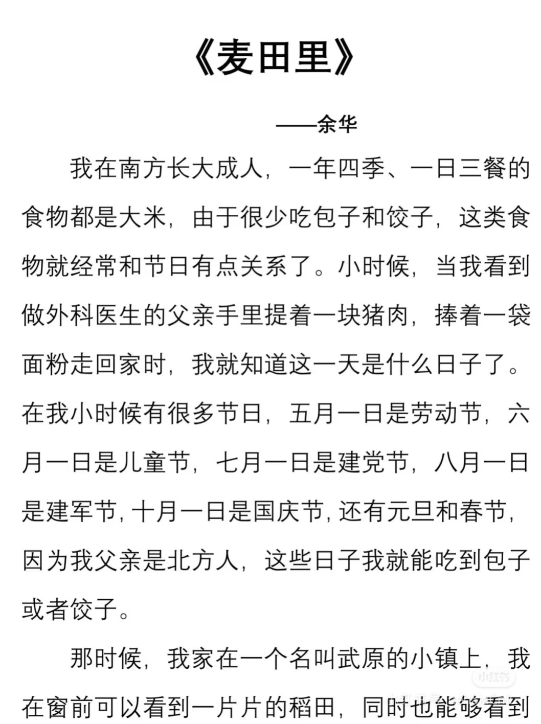 《麦田里》 作者:余华   佳作推荐 ​​​