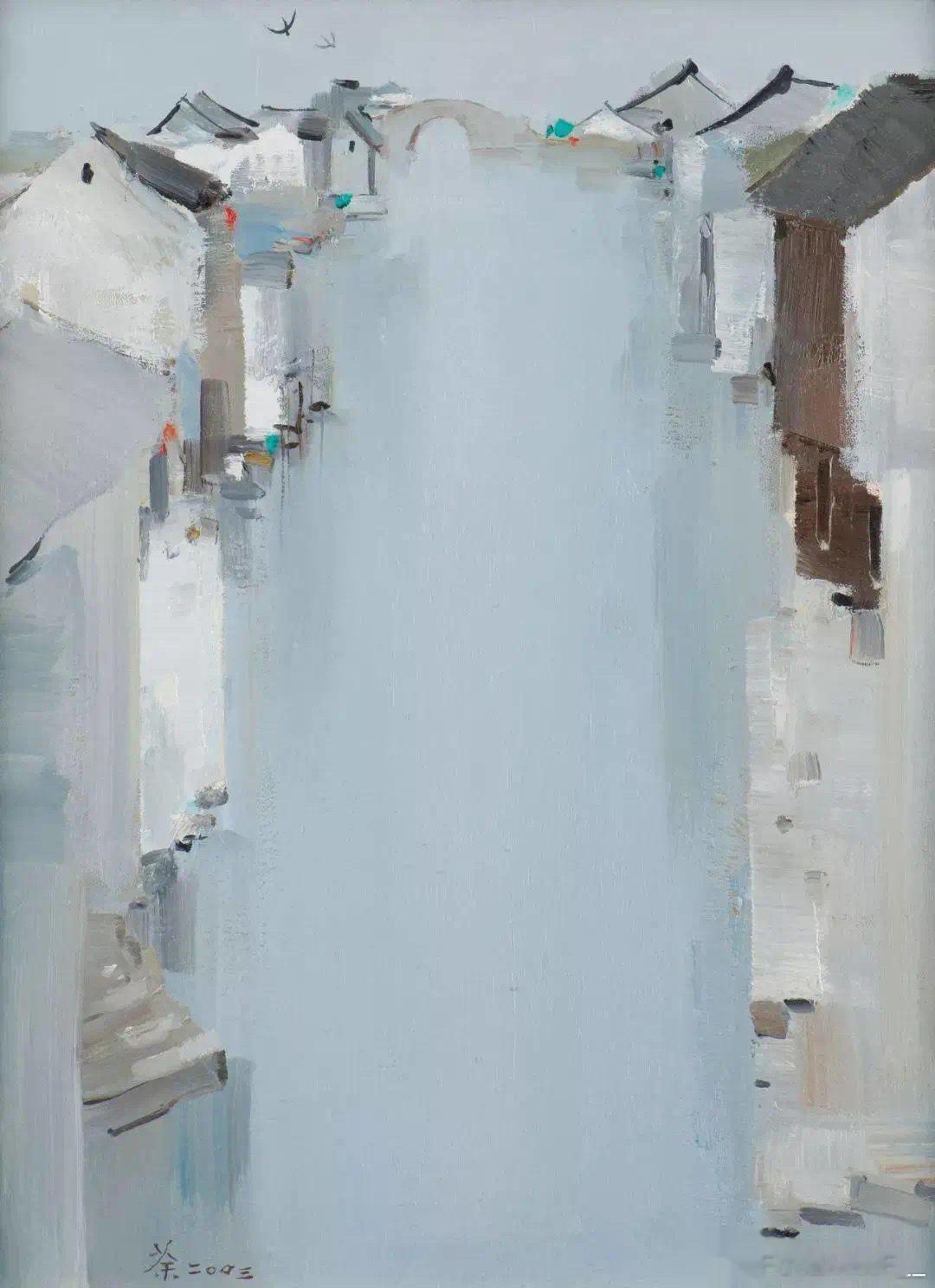 吴冠中的油画，被誉为“有东方魂的画”，中国山水画的意境，被他画进油画里。老先生爱