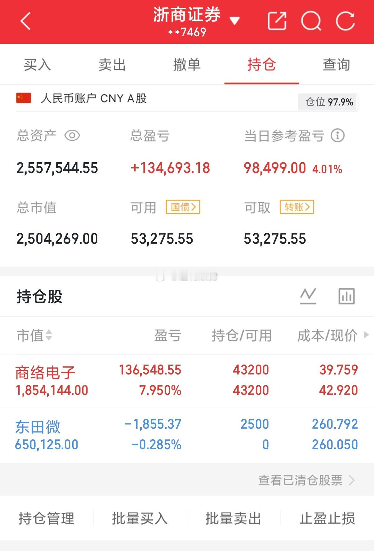 今天算是把前两天的损失弥补回来了