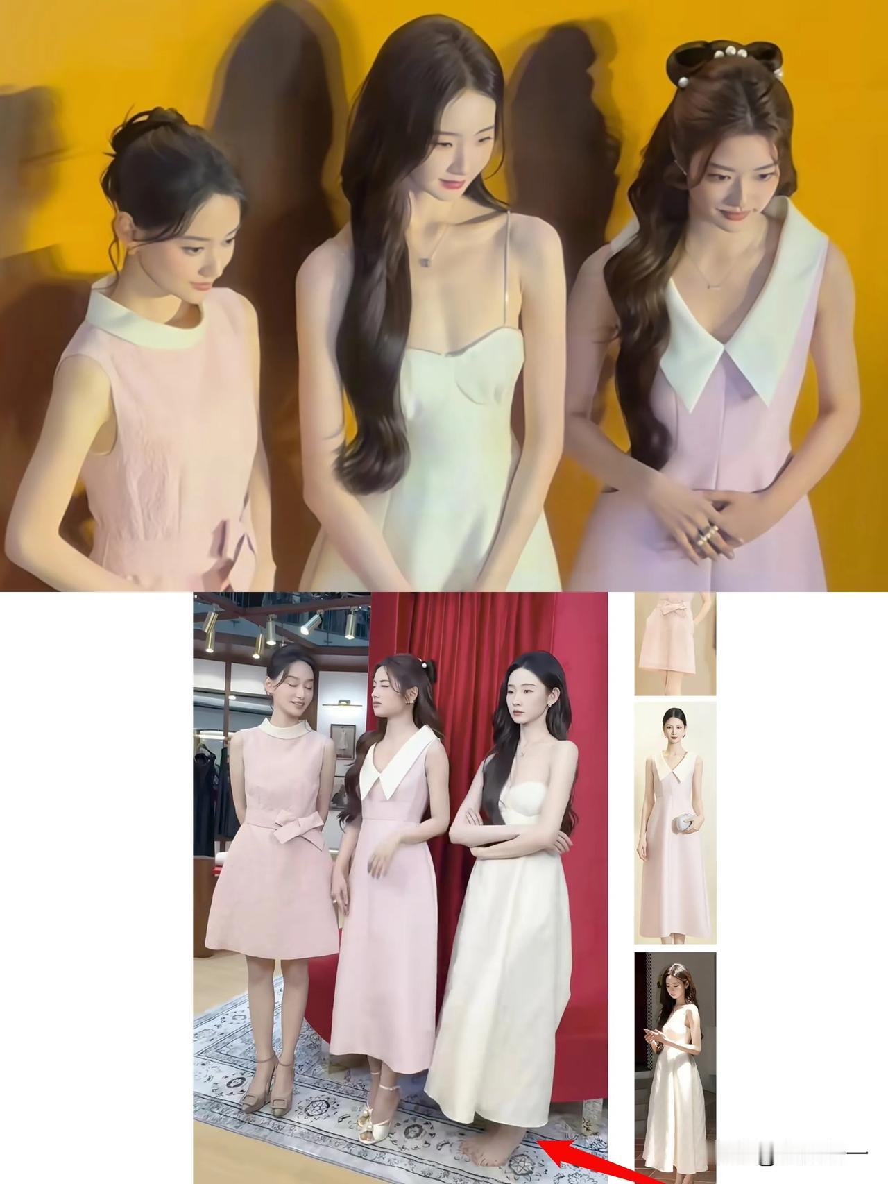 张艺凡、夏梦、徐若晗4月19日杭州线下同框，三人比美不得不说可爱在优雅面前不值一