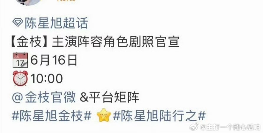 陈星旭金枝明天主演阵容角色剧照官宣，期待住了！ 