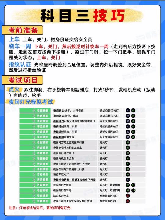 科目三技巧 考前准备 上车 上车，关门，把身份证交给安全员 绕车一周 ...