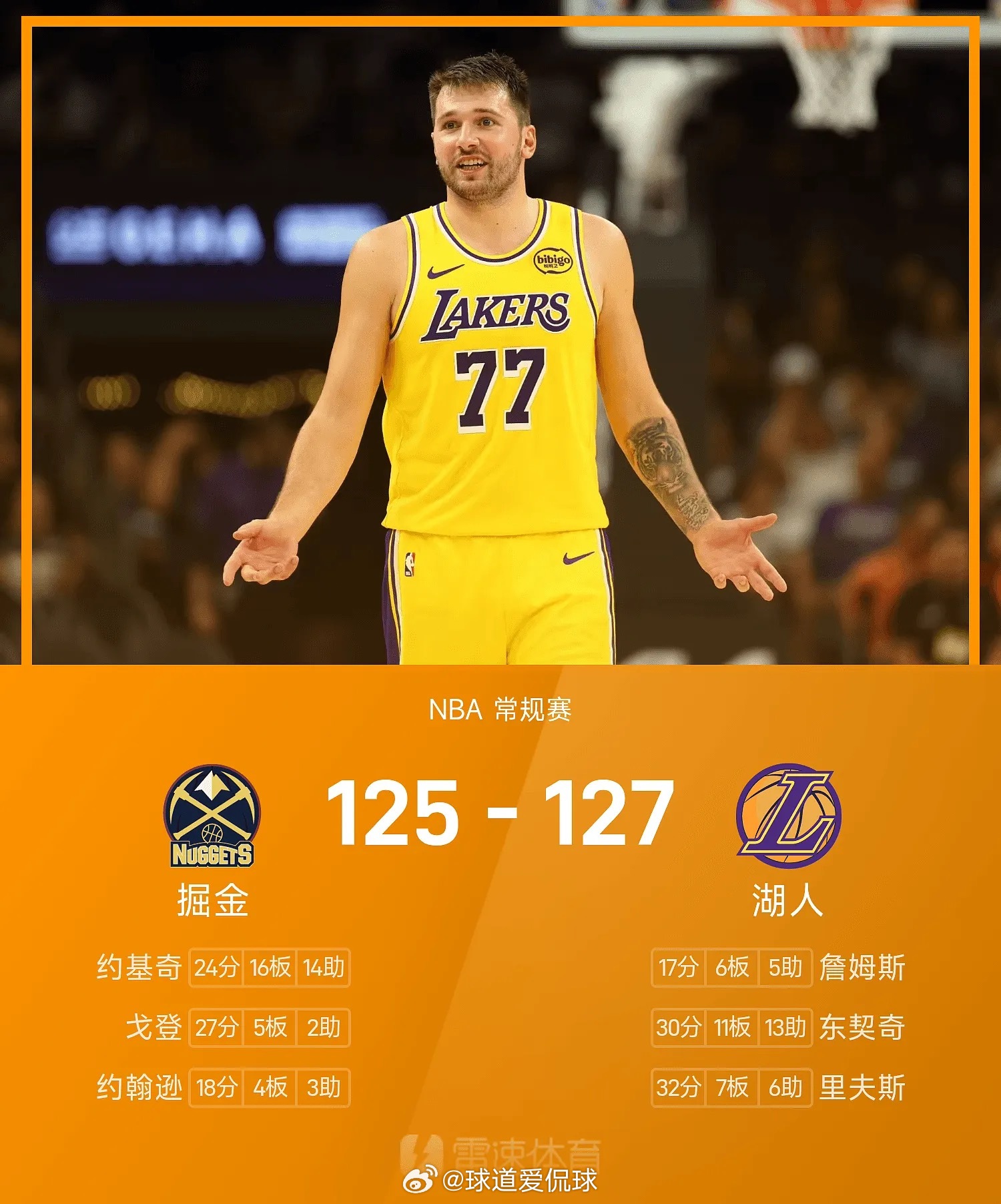 03月15日讯 25/26赛季NBA 常规赛，湖人对阵掘金。体育明星NBA掘金v