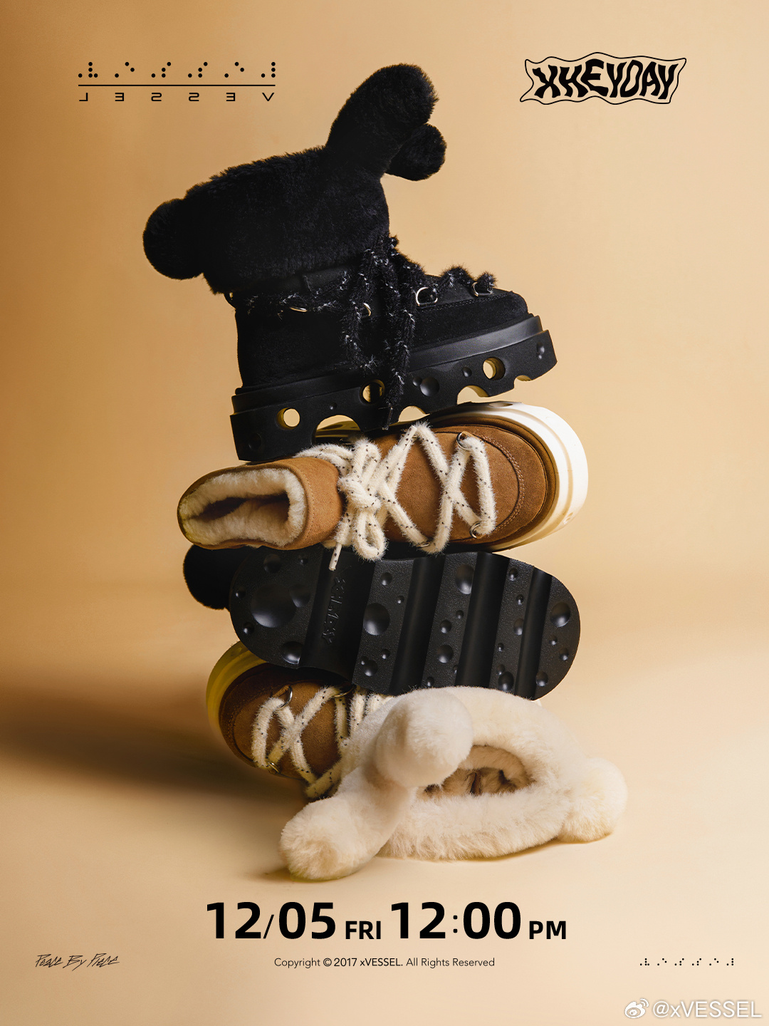 xVESSEL × HEYDAY即将发售联名兔耳奶酪底雪地靴🐰🧀内里蓬松奶酪