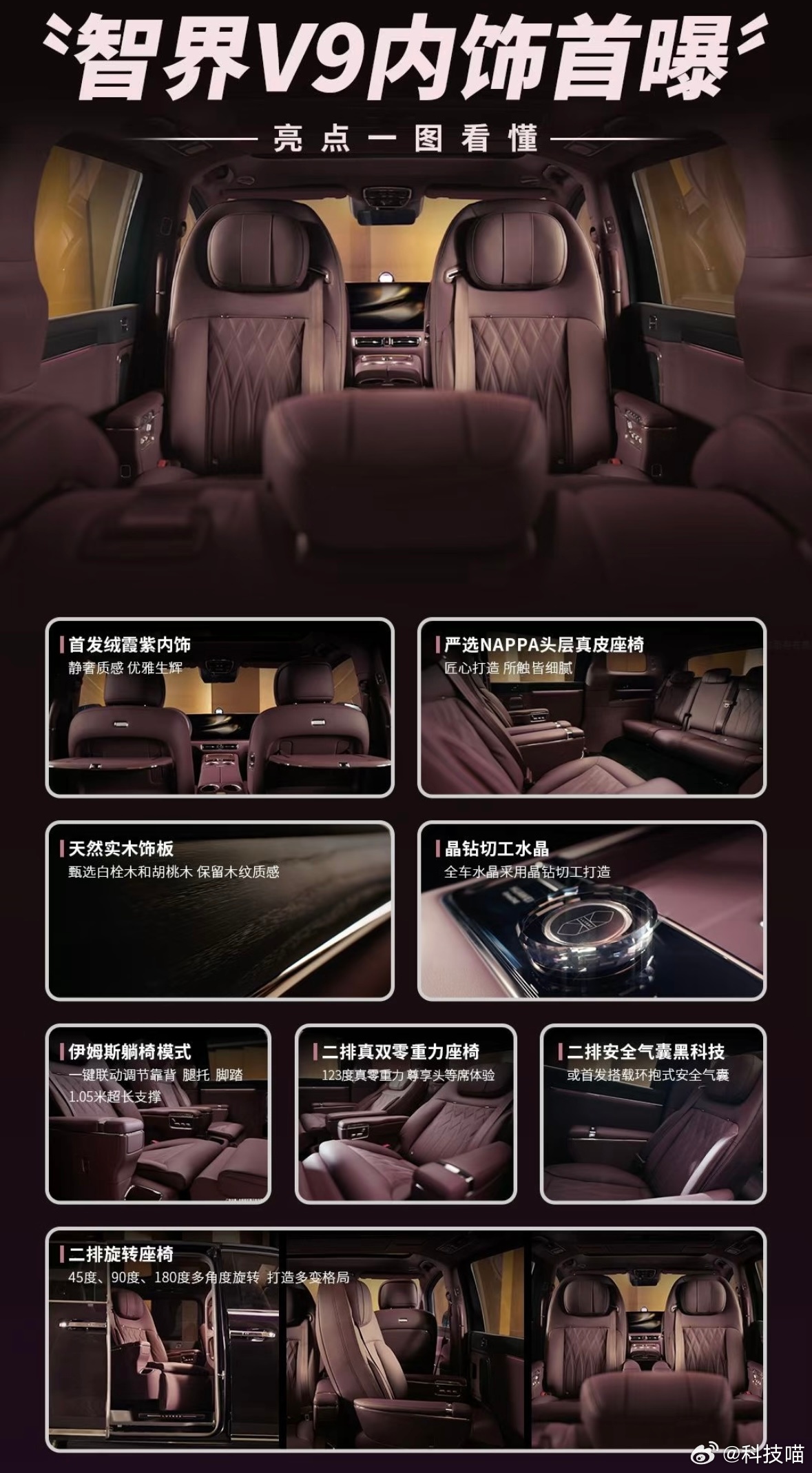 鸿蒙智行首款MPV，智界V9内饰来了，注意，二排双零重力座椅，二排旋转座椅，支持