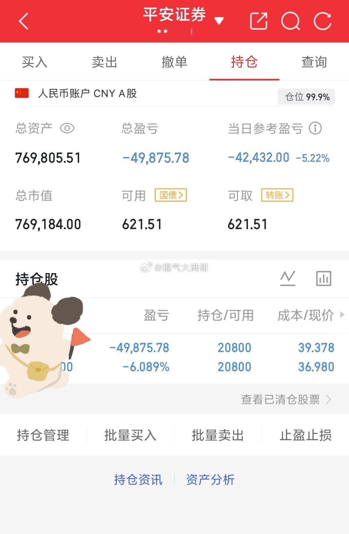 挑战80做到200（第6天）目前资金：769805当日参考盈亏：-42432目前