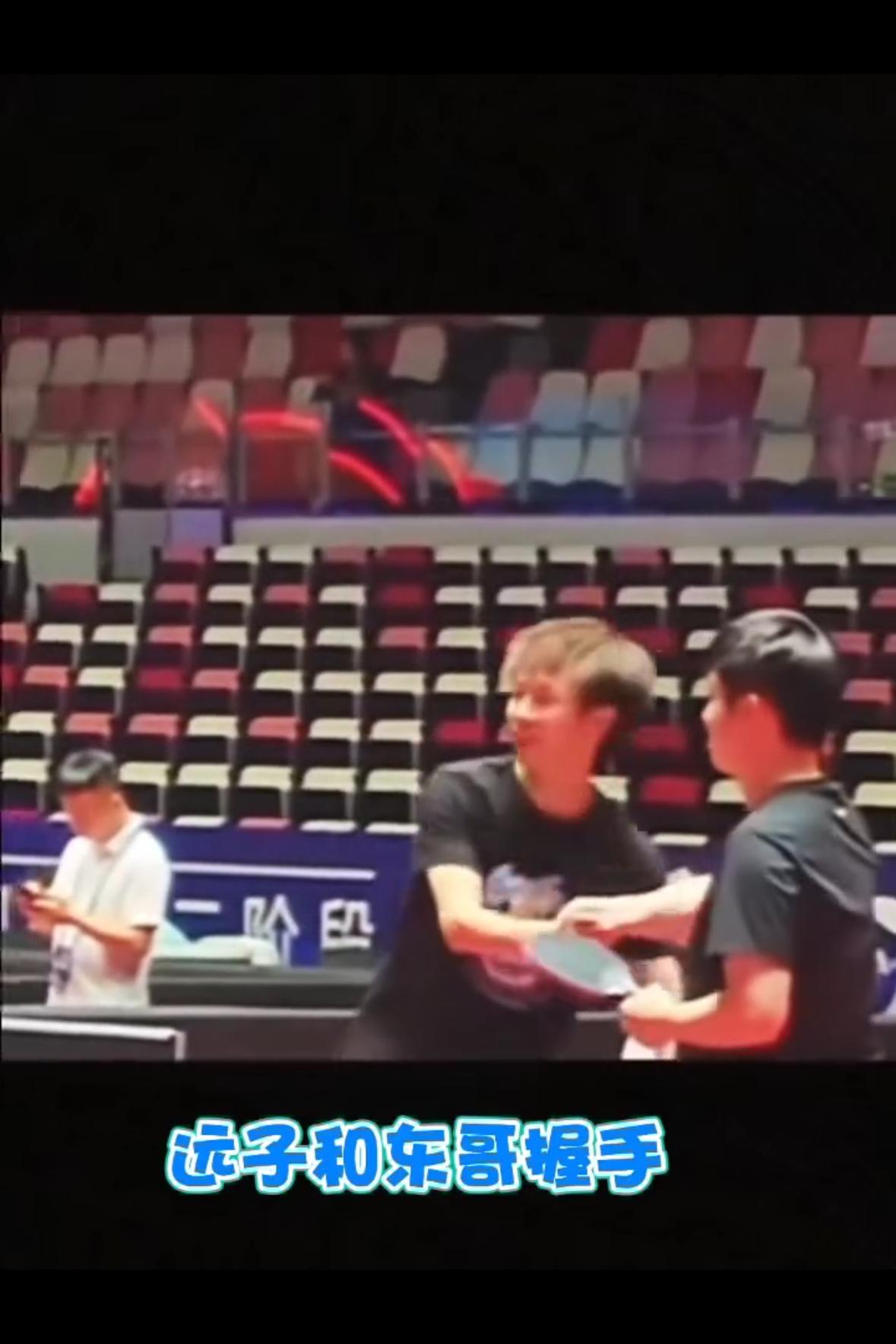 樊振东在台下看打球，会心一笑，东子又回到熟悉的土地上，林高远和樊振东的关系好着呢