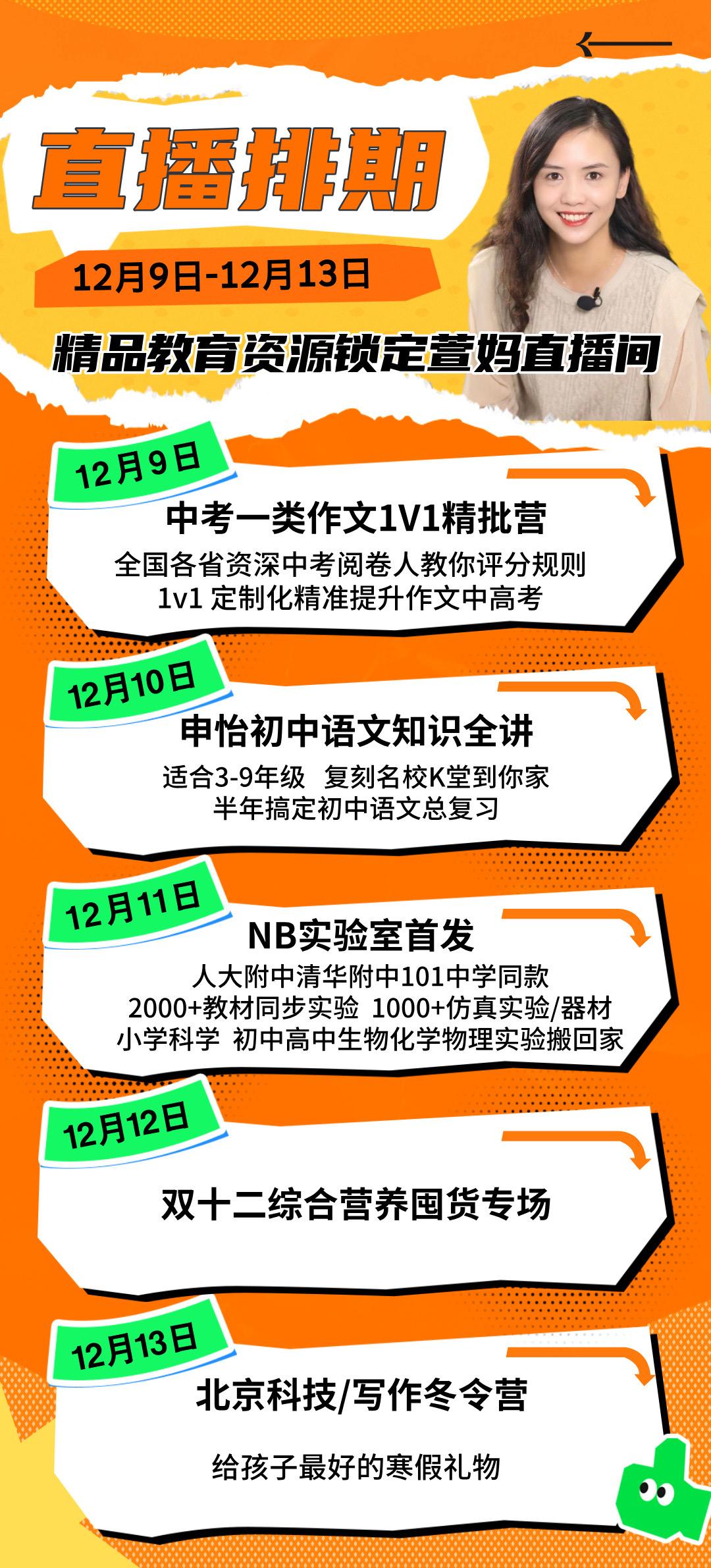 12月第二周排期。重点关注不要错过！