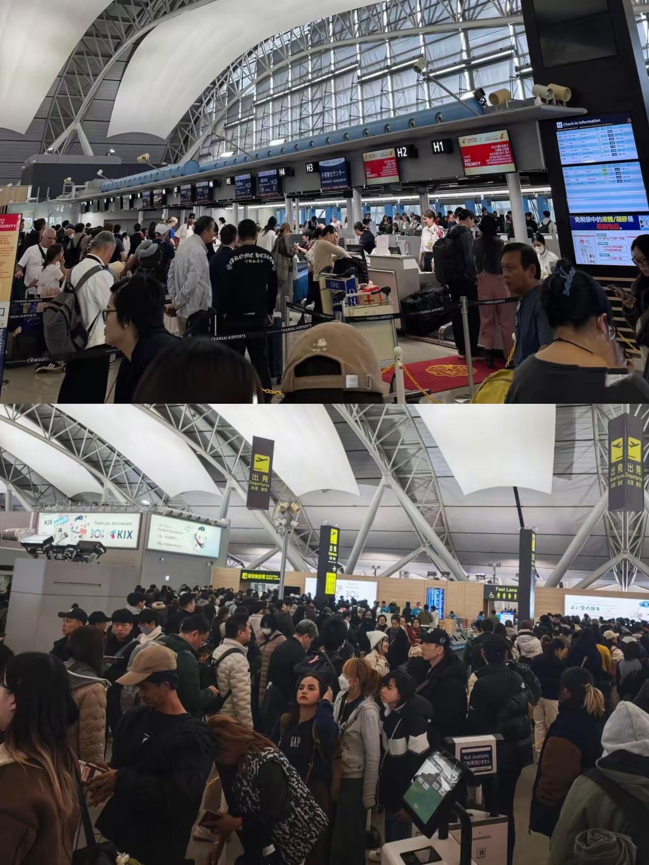 这就是不听劝，
非要去日本的后果代价！
如今日本西关机场被回国的中国人
塞得满满