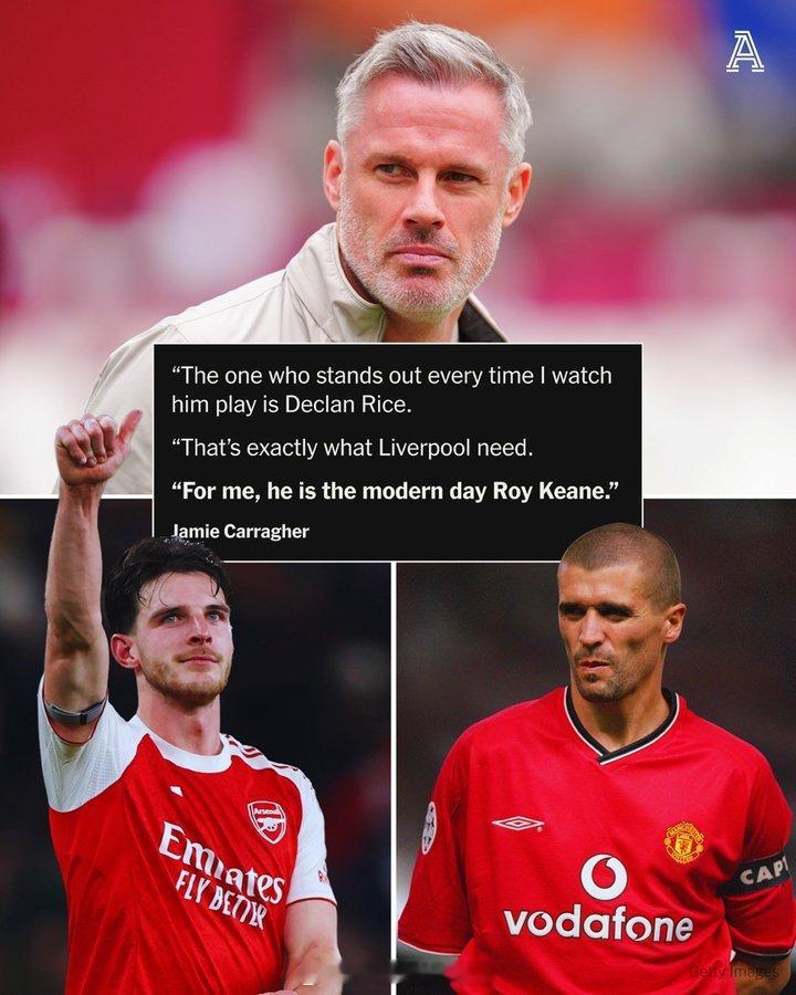 卡拉格希望赖斯能穿上利物浦的红色球衣，而不是阿森纳的：利物浦为什么没签下他……他