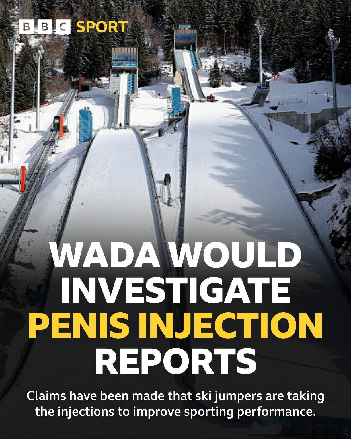 据报道，世界反兴奋剂机构正在调查奥运会跳台滑雪运动员是否为了竞争优势而向他们的阴