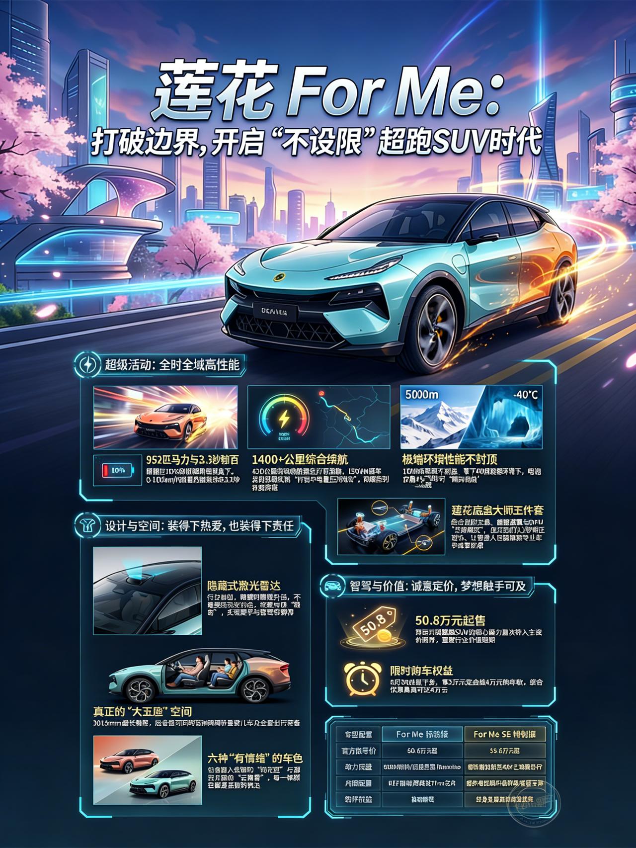 一图看新车 莲花ForMe 超跑SUV
全新莲花ForMe
莲花跑车