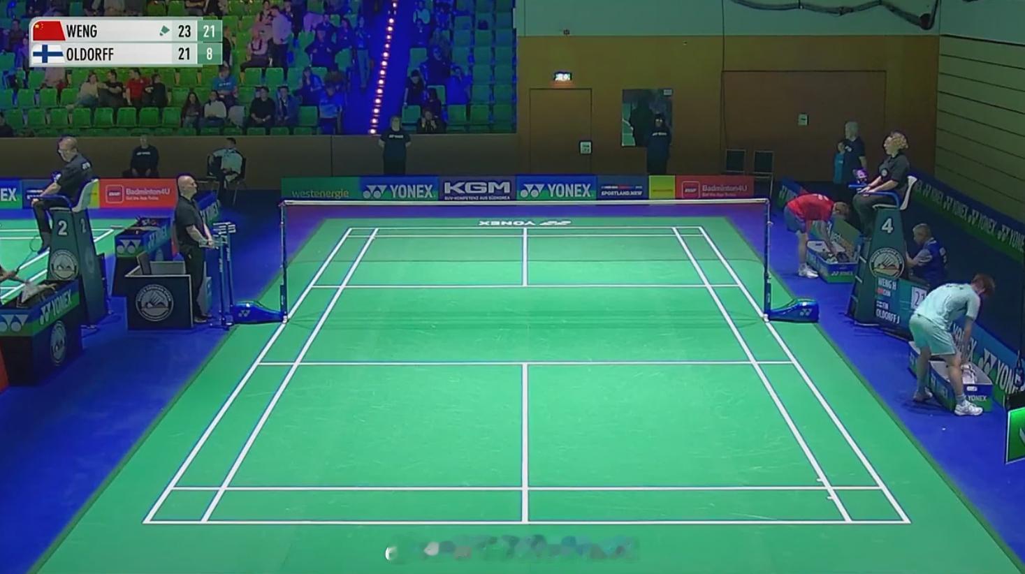 男单 1/16赛 翁泓阳(5) 23-21 21-8 奥尔多夫恭喜小翁晋级！！2