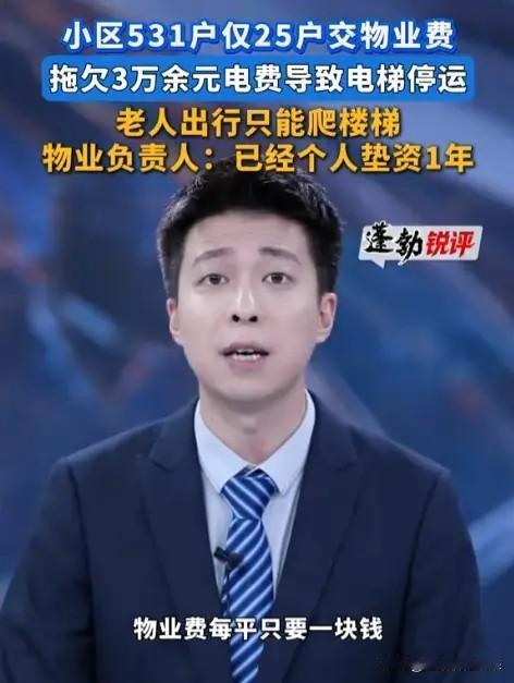 531户的小区，只有25户交物业费，电梯因欠电费停运，这笔账到底烂在哪儿？

贵
