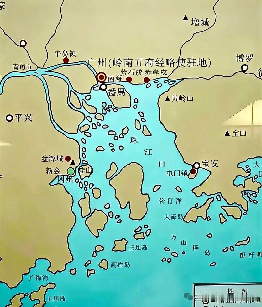 唐代珠三角的城市格局，呈现以广州为中 心、海防据点向珠江口辐射的体系，与当代腹 
