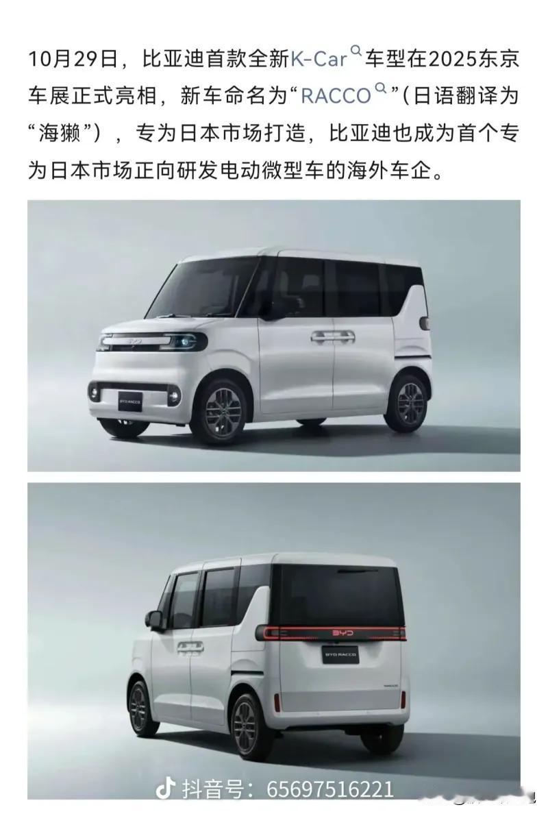 海獭——比亚迪日本特供车，看着不错，还是个对开门设计。

据日本网友爆料，比亚迪